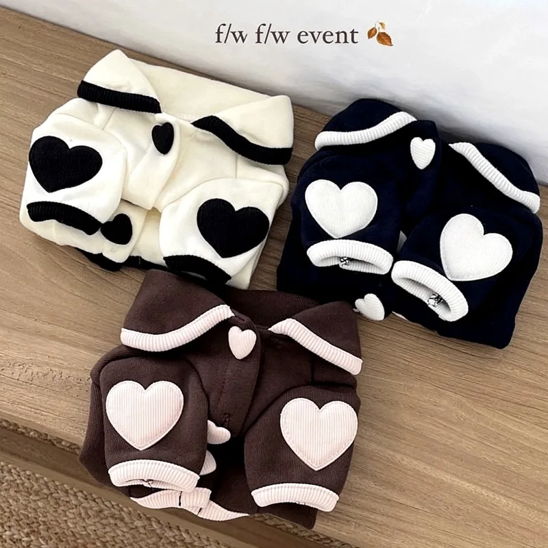 Soft Dog Vest Pet Pajamas Teddy  Heart-Print Bottoming Shirt Pomeranian Dog Autumn Winter Warm Clothes Dog Stuff