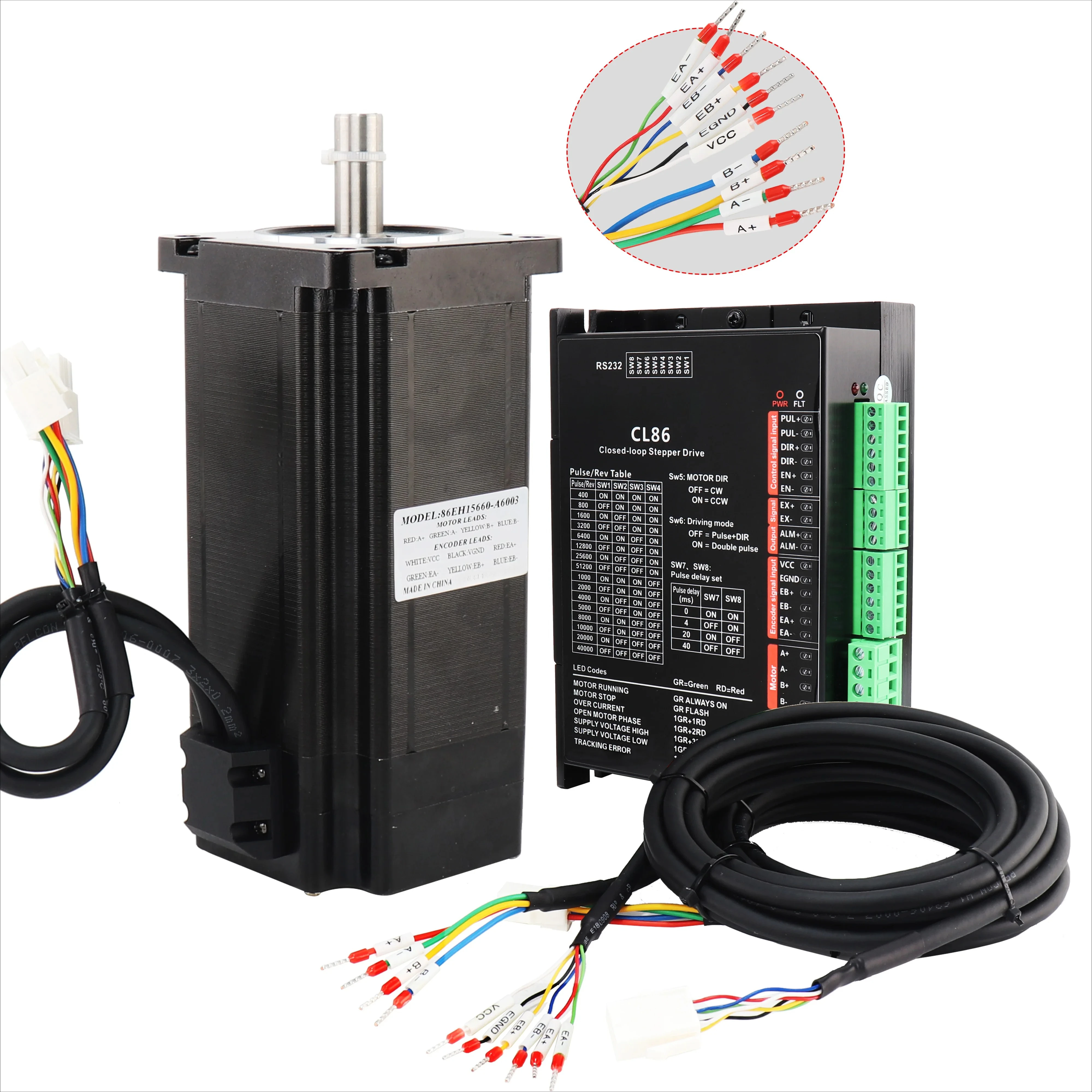 34 Stepper Motor Closed Loop 6A 12N.m 86EH156 Close Loop Motor+CL86 Drive for CNC Worm Wheel Edging Machine