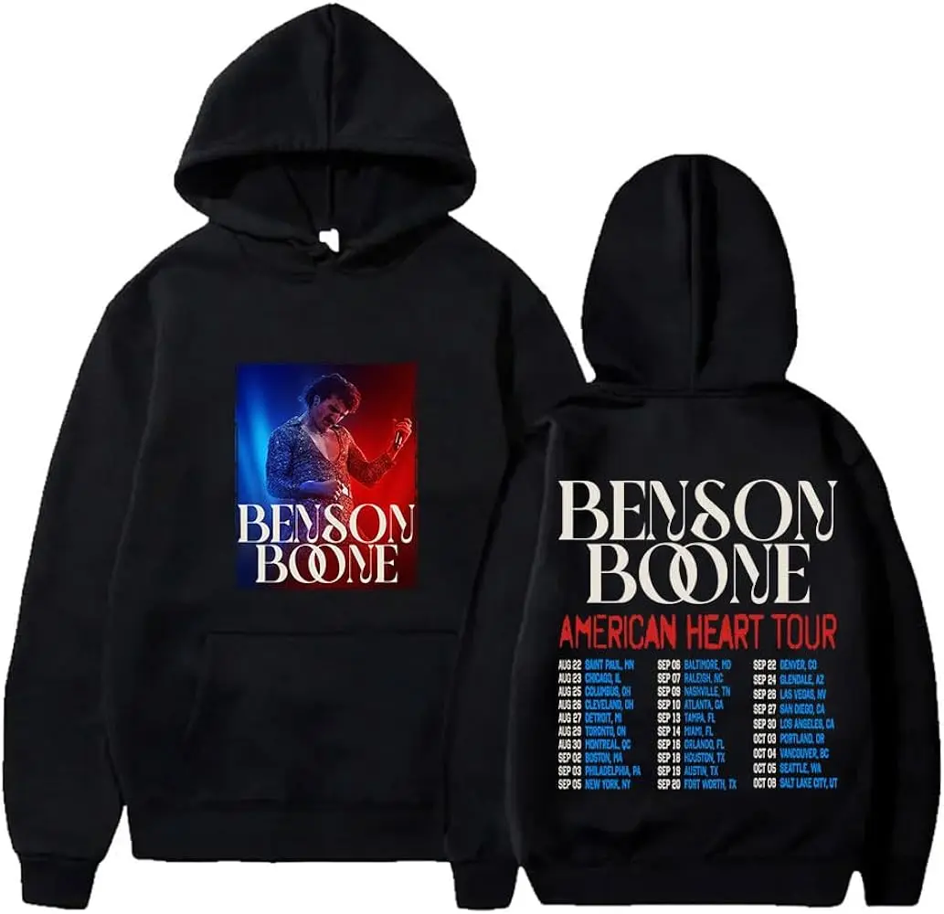 เสื้อฮู้ดลายกราฟิก Winter Benson Boone American Heart Tour Wen Tai แฟชั่นผู้ชาย ผ้าฝ้าย สปอร์ตแวร์ ฮิปฮอป ทรงหลวม