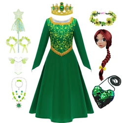 Kids Fiona Cosplay Costume Fiona Princess Printing Dress Girl Green Party Outfit Childrens Halloween Carnival Disguise Clothes