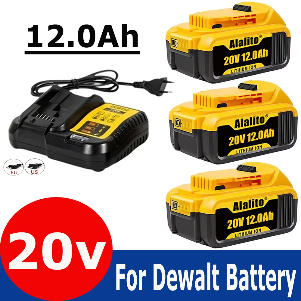 

20V DCB200 12000mAh Replacement Li-ion Battery for DeWalt DCB205 DCB201 DCB203 Power Tool Battery 20 Volt MAX With Charger