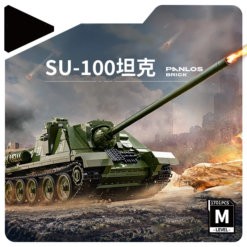 

WW2 Military Classic Model SU-100 Tank Destroyer Collection Model Building Blocks Bricks Toys Gifts