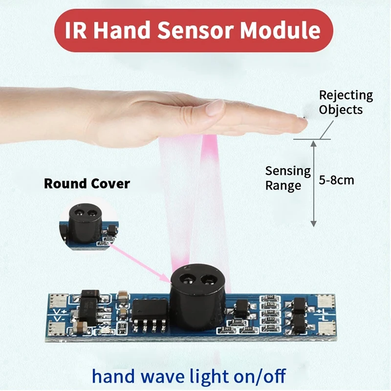 5v 12v 24v 3A Turn On/off Dimmable Touchless Ir Hand Sweep Wave Wardobe Cabinet PIR Induction Sensor Switch