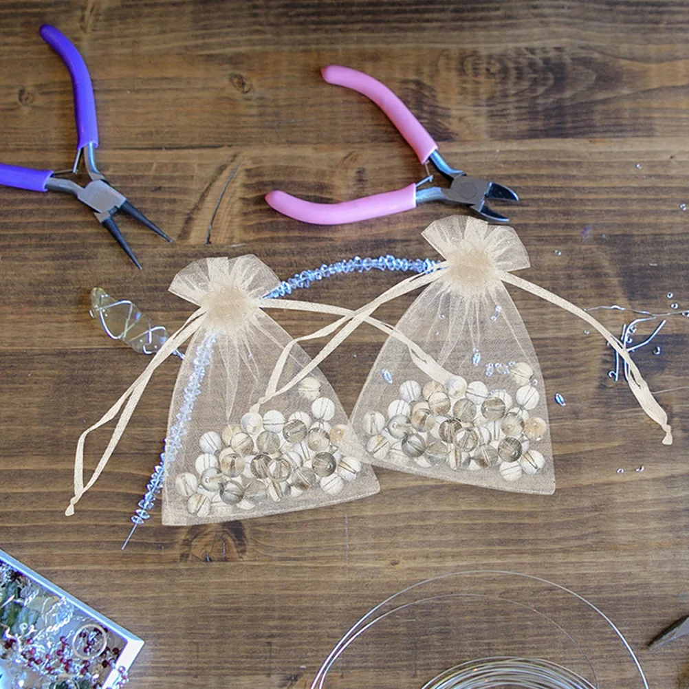 100Pcs Small Organza Bags Drawstring Gift Pouches for Jewelry Wedding Party Favors Candy Storage Mesh Bags Women Mini Pouch