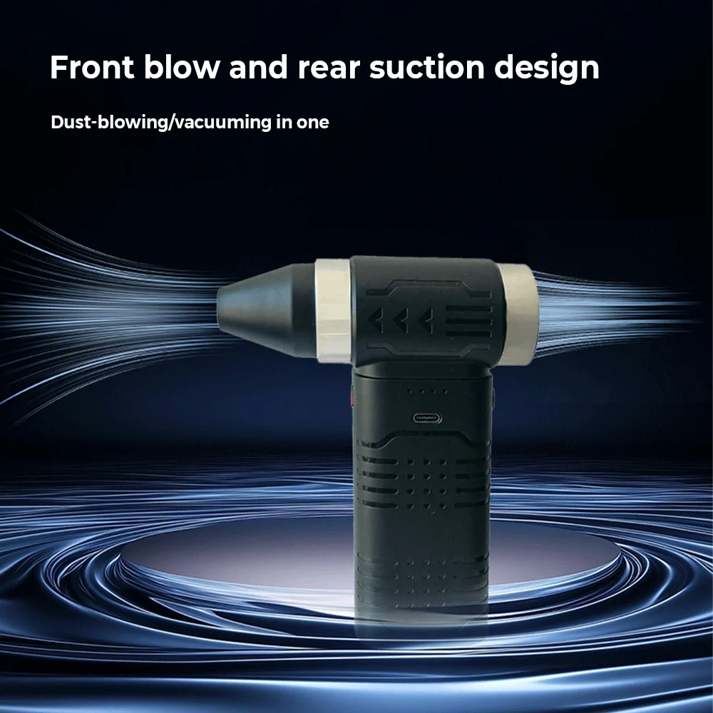 เครื่องเป่าฝุ่นกำลังสูง 990000RPM มอเตอร์ไร้แปรงถ่าน เครื่องเป่าลมทำความสะอาดภายนอกแบบชาร์จไฟ Type-C พัดลมเทอร์โบทำความสะอาดพีซี