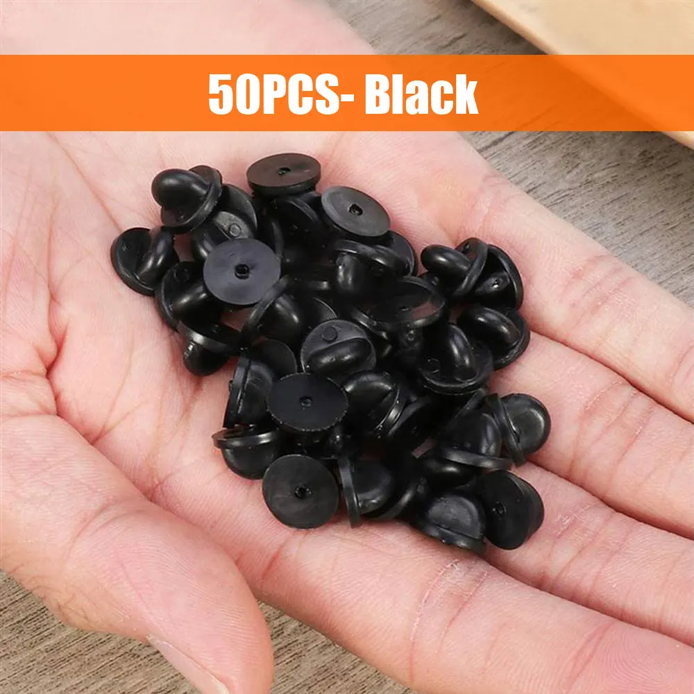 50pcs Rubber Brooch Bukle Button Clasp Pin Backs Clutch Care Cap Nail Tie Back Stoppers Squeeze Badge Holder Jewelry Accessories