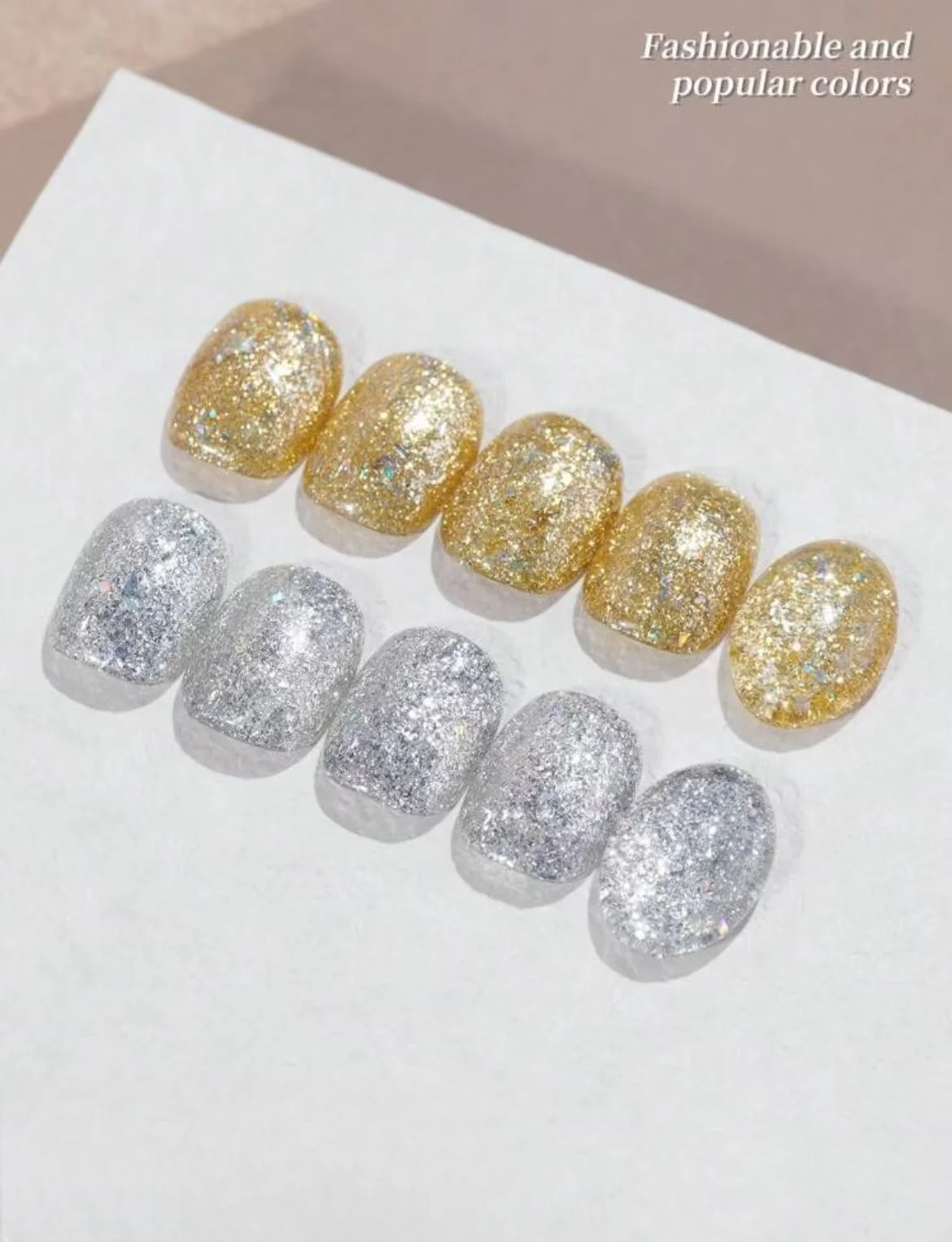 XEIJAYI Champagner Gold Nagelgelpoliermittel Hybridlack Semi Permanent Nail Art Top Base Coat Nagellack UV/LED-Lampe Langlebig