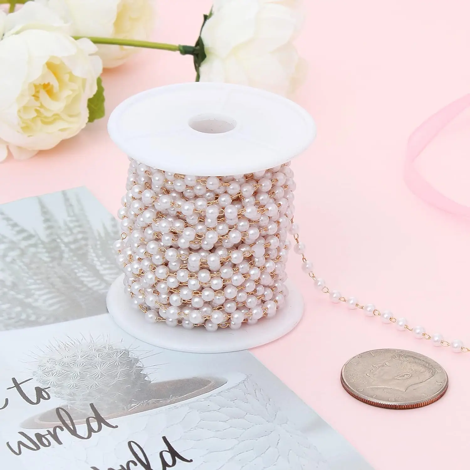 10 Yards Perlenketten Armband Halskette Schmuckherstellung Kleidung Hut Dekoration Künstliche Perlenkette DIY Handgemachtes Geschenk – Detail 3