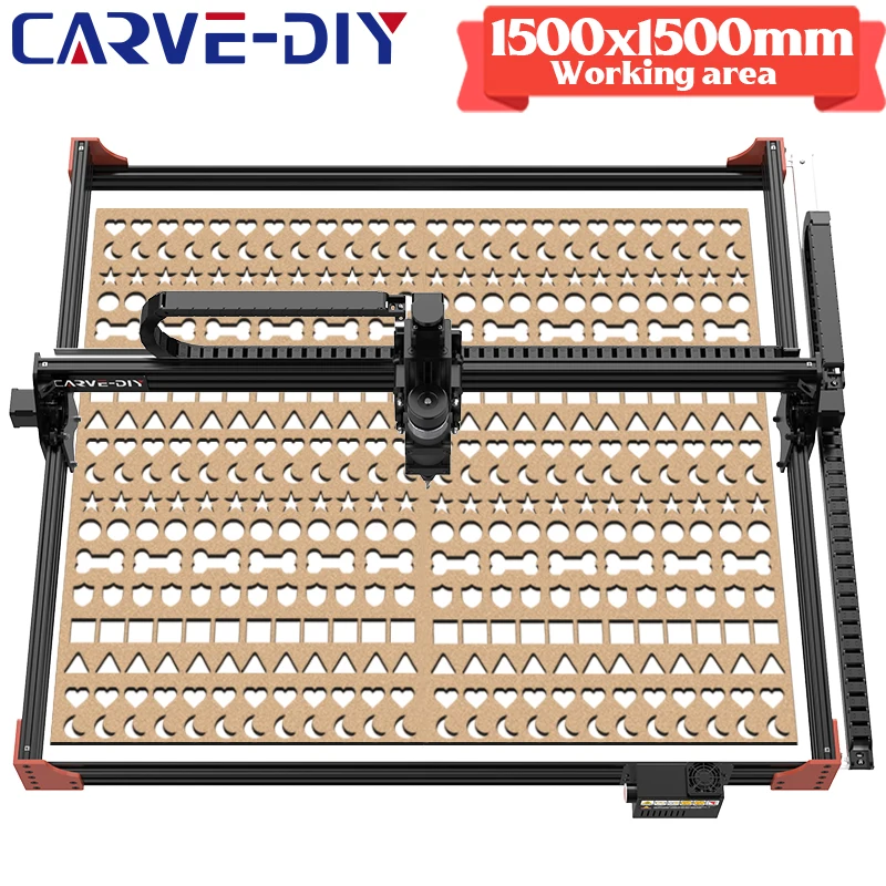 

CARVE-DIY Фрезерный станок с ЧПУ Площадь фрезерного станка для резки 1500x1500 мм Станок для резьбы по дереву с ЧПУ 500 Вт Шпиндель 3 оси Управление грблом