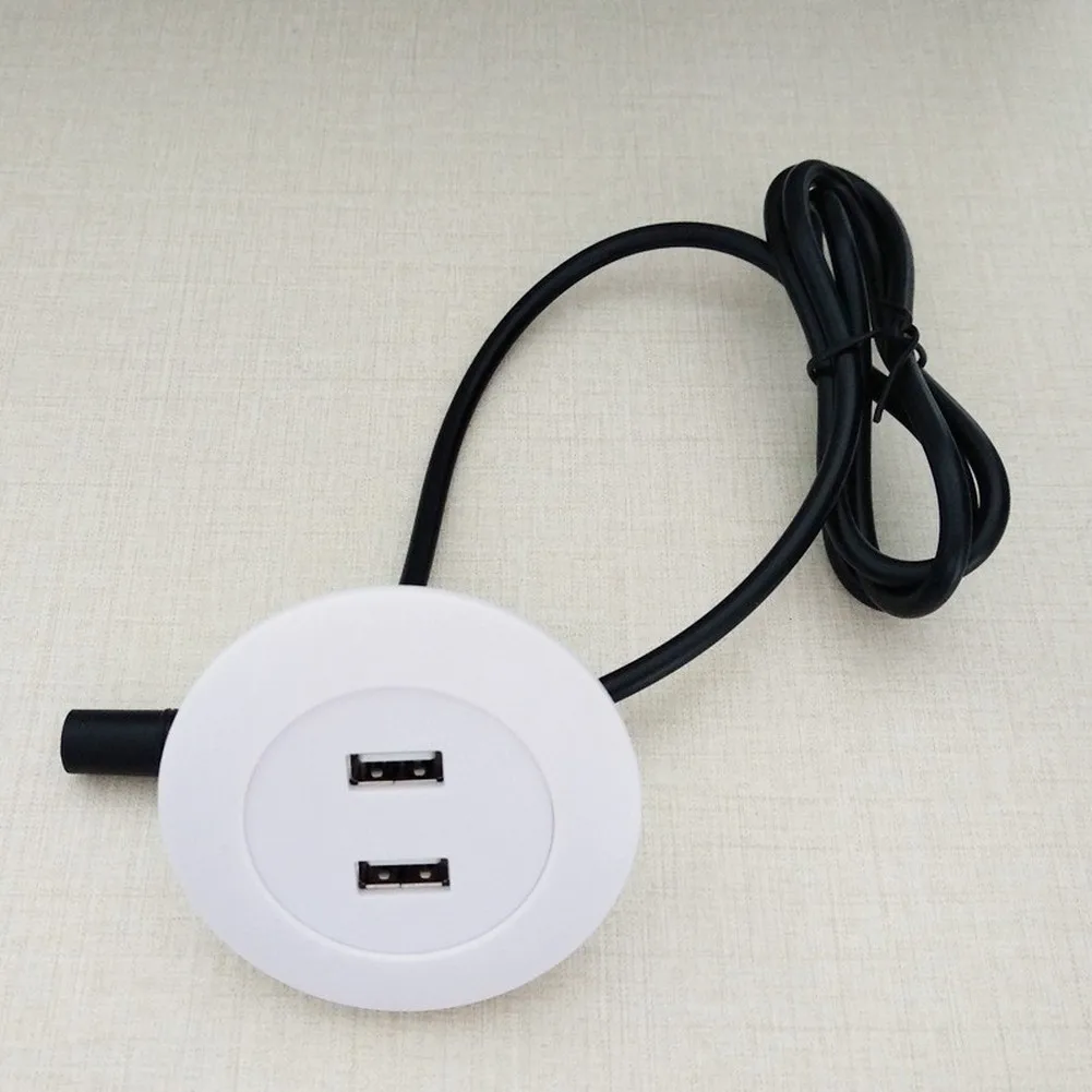 Dual USB For Charger 5V 2A Output 12-29V Input Embedded Desk Socket With Blue LED For Office Furniture Electrical Accessories