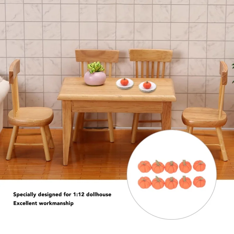 10pcs 1:12 Dollhouse Miniture Pumpkins Artificial Clay Lifelike Decoration Mini Fake Harvest Pumpkins For Halloween