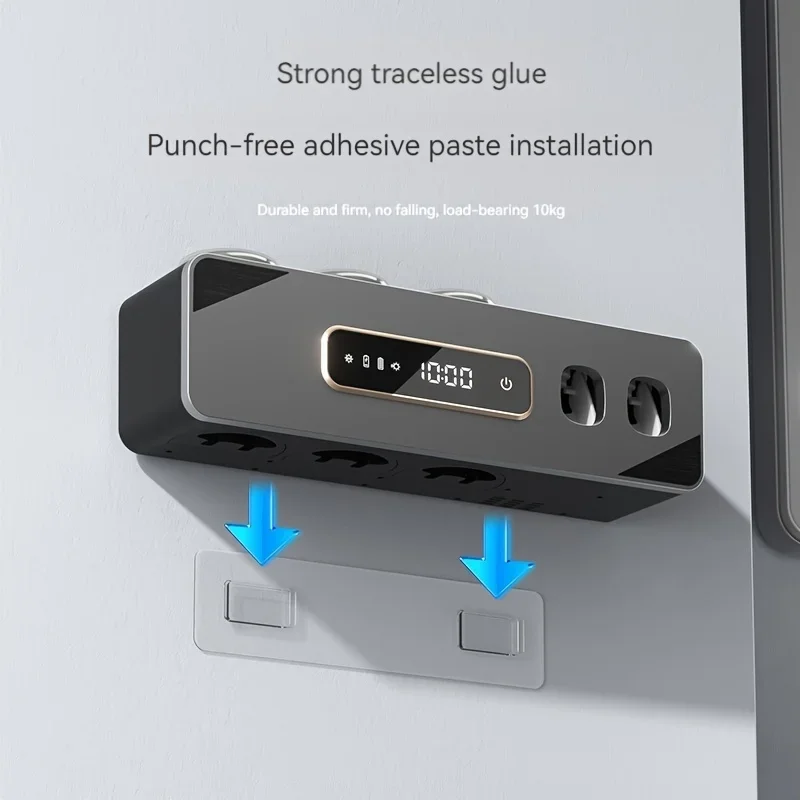 UV 살균 칫솔 홀더, 자동 치약 디스펜서가 있는 스마트 벽걸이형 칫솔 정리함, USB 충전, 리튬 썸네일 5