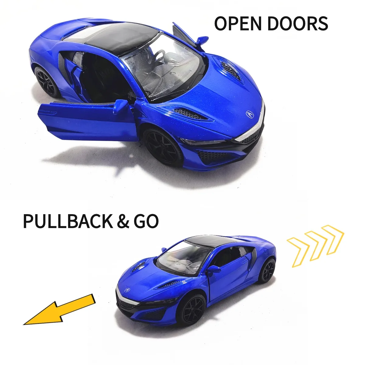 1:36 Acura NSX Pullback Toy Car Model Mechanic Replica Official Licensed Scale Diecast Miniature Art Xmas Kid Boy Gift