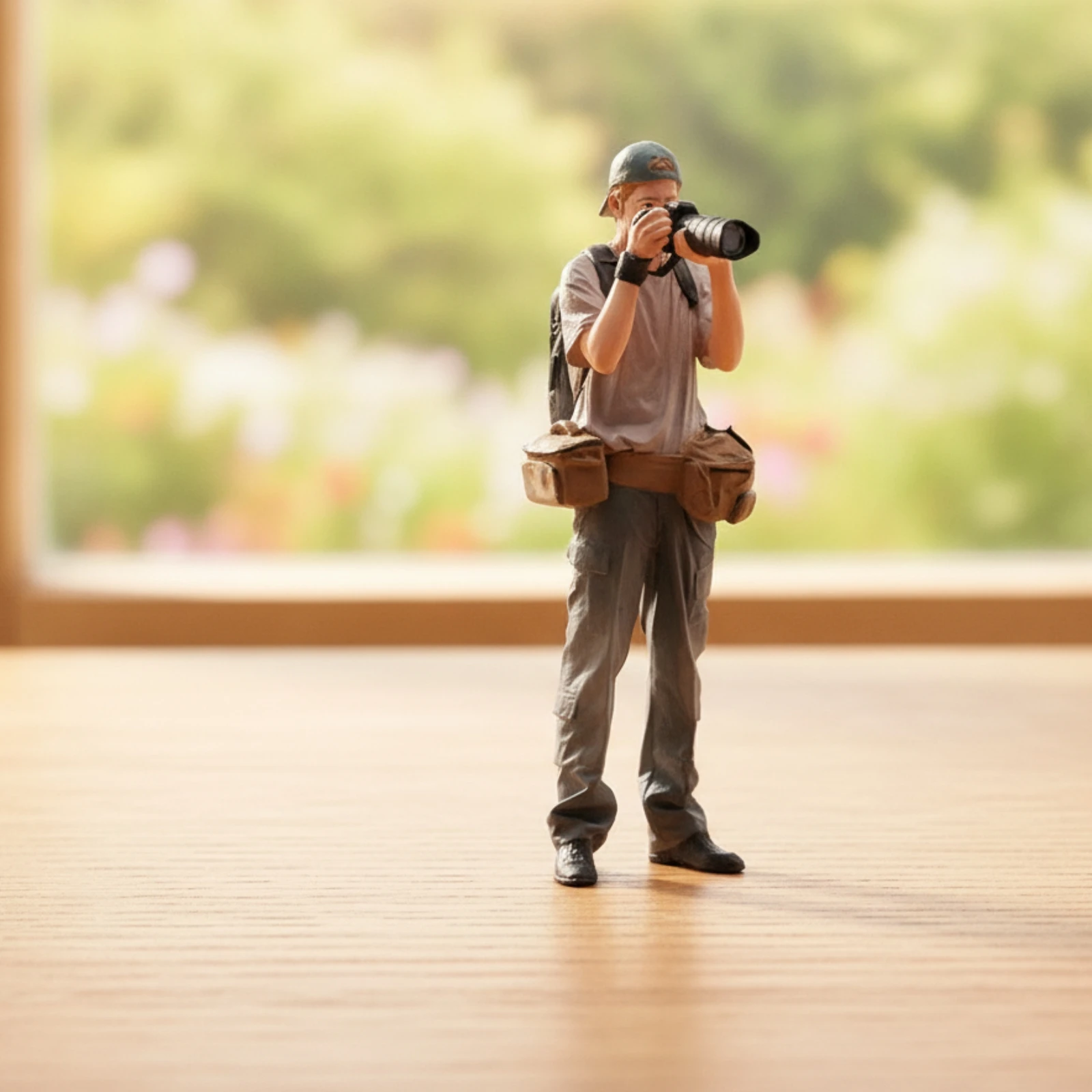 Photographer Figurine Resin Miniature with Camera Scene Model Realistic for Hobbyists, Diorama