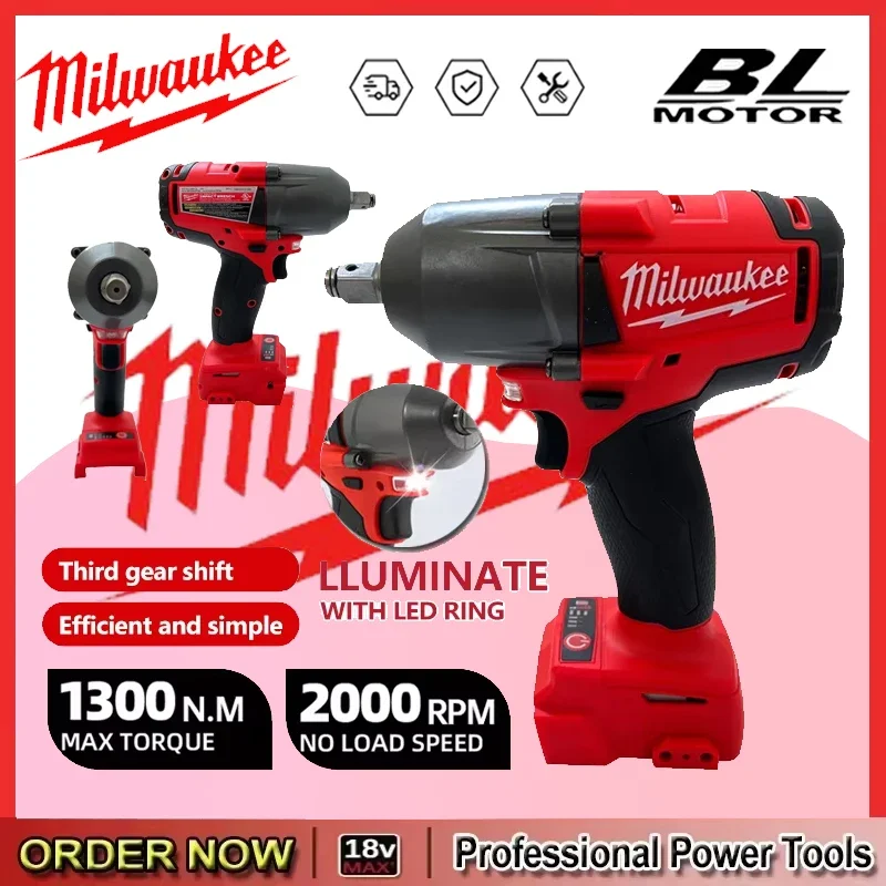 

Milwaukee гаечный ключ бесщеточный аккумулятор 18 В 813 нм большой крутящий момент беспроводной электрический ударный гайковерт ремонт электроинструменты автомобиль грузовик