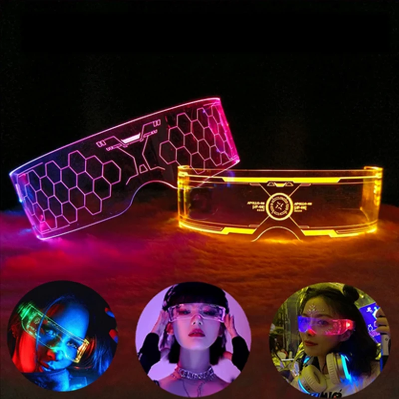 Colorful LED Luminous Glasses Light Up Goggles Glow In Dark Flashing Glasses Men Women Bar Performence Props Eyewear Supplies