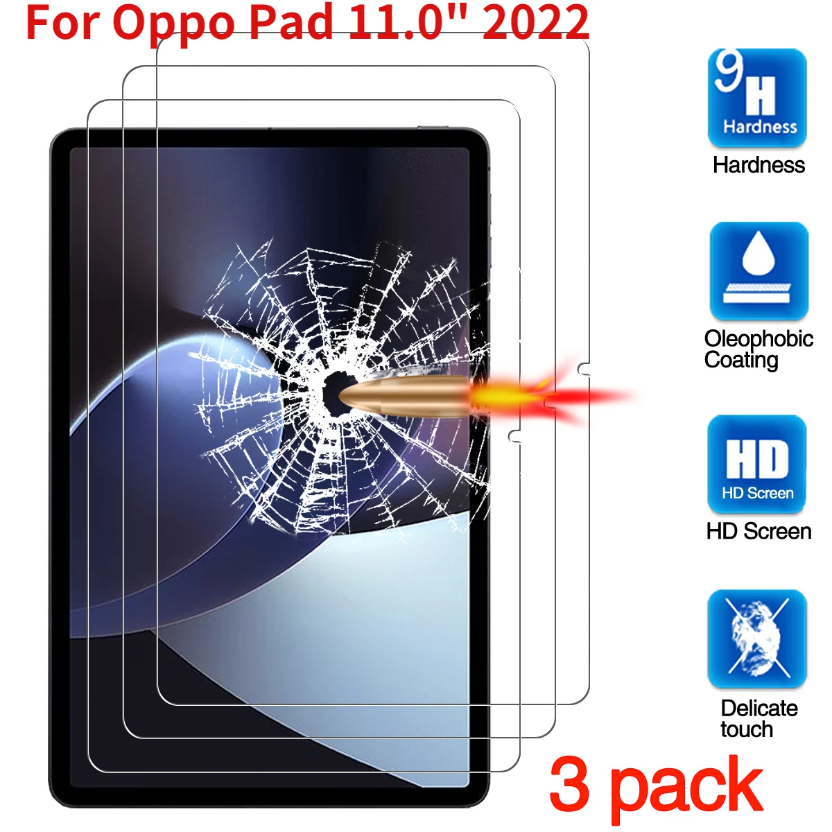 

3PCS Tempered Glass For Oppo Pad 2022 11 inch Screen Protector Tablet Protective Film Anti-Scratch Tempered Glass for Oppo Pad