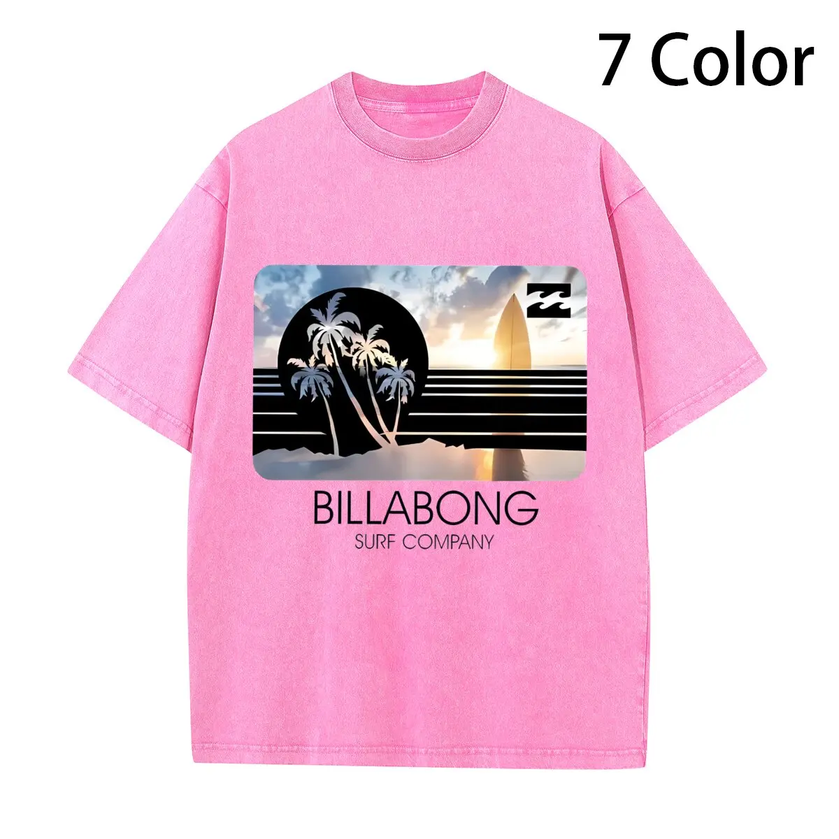 Wave New Men's Summer Billabongs T-Shirt 100% Cotton Double Sided Printed High Quality Casual Women's Short Sleeve