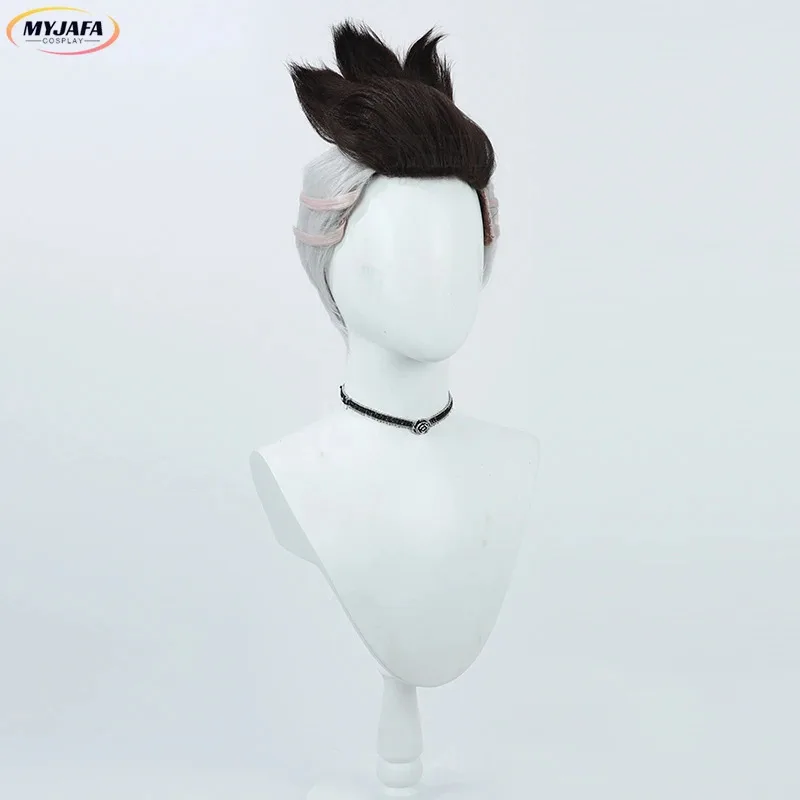 2025 애니메이션 에지러너스 마르티네즈 데이비드 코스프레 블랙 그레이 짧은 내열성 헤어 할로윈 파티 가발 + 가발 모자