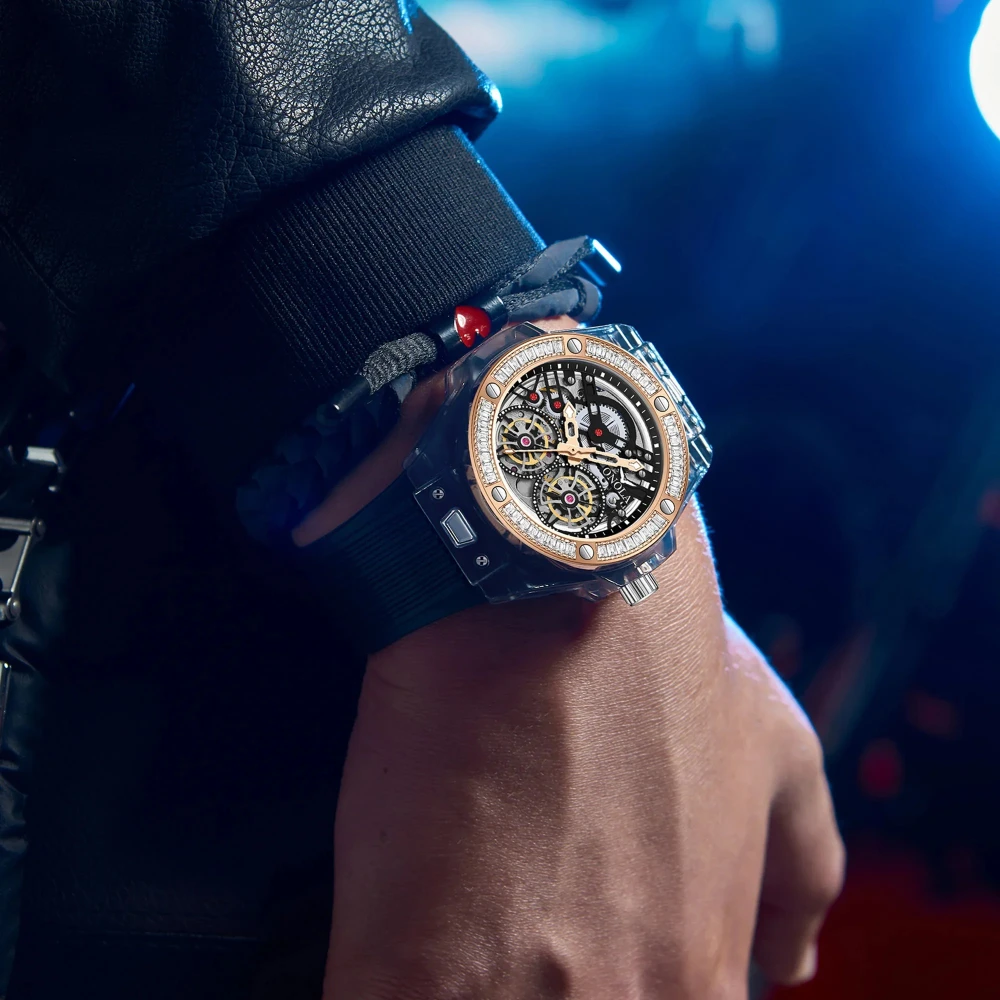 ONOLA 3835D Luxury Hollow Out Fully Automatic Movement Men's Watch Mechanical Tourbillon Watches Automatic Relogios Masculino