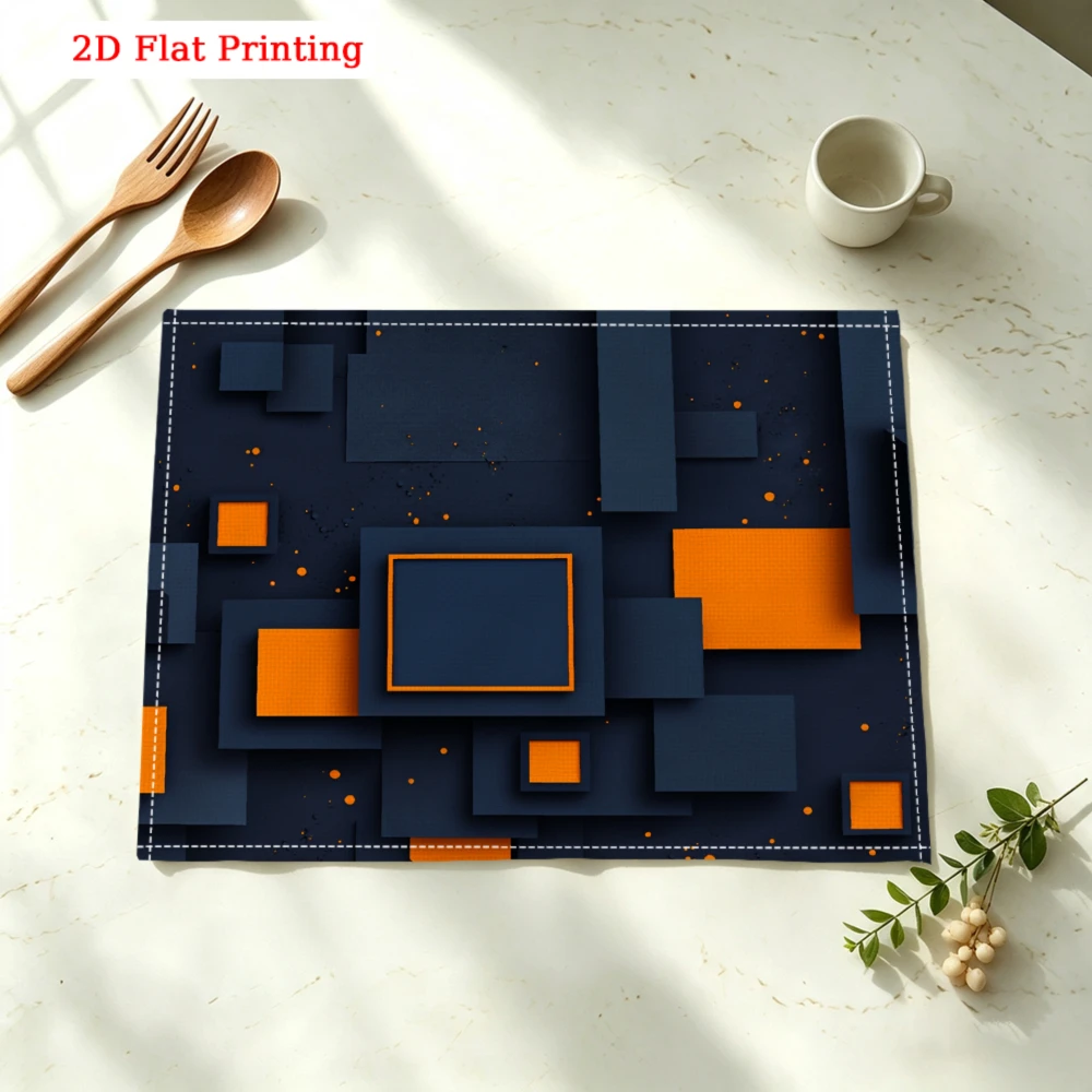 Geometric Block Pattern Kitchen Placemat Geometric Block Pattern Linen Pad Dish Coffee Cup Table Mat 1PC 30x40cm
