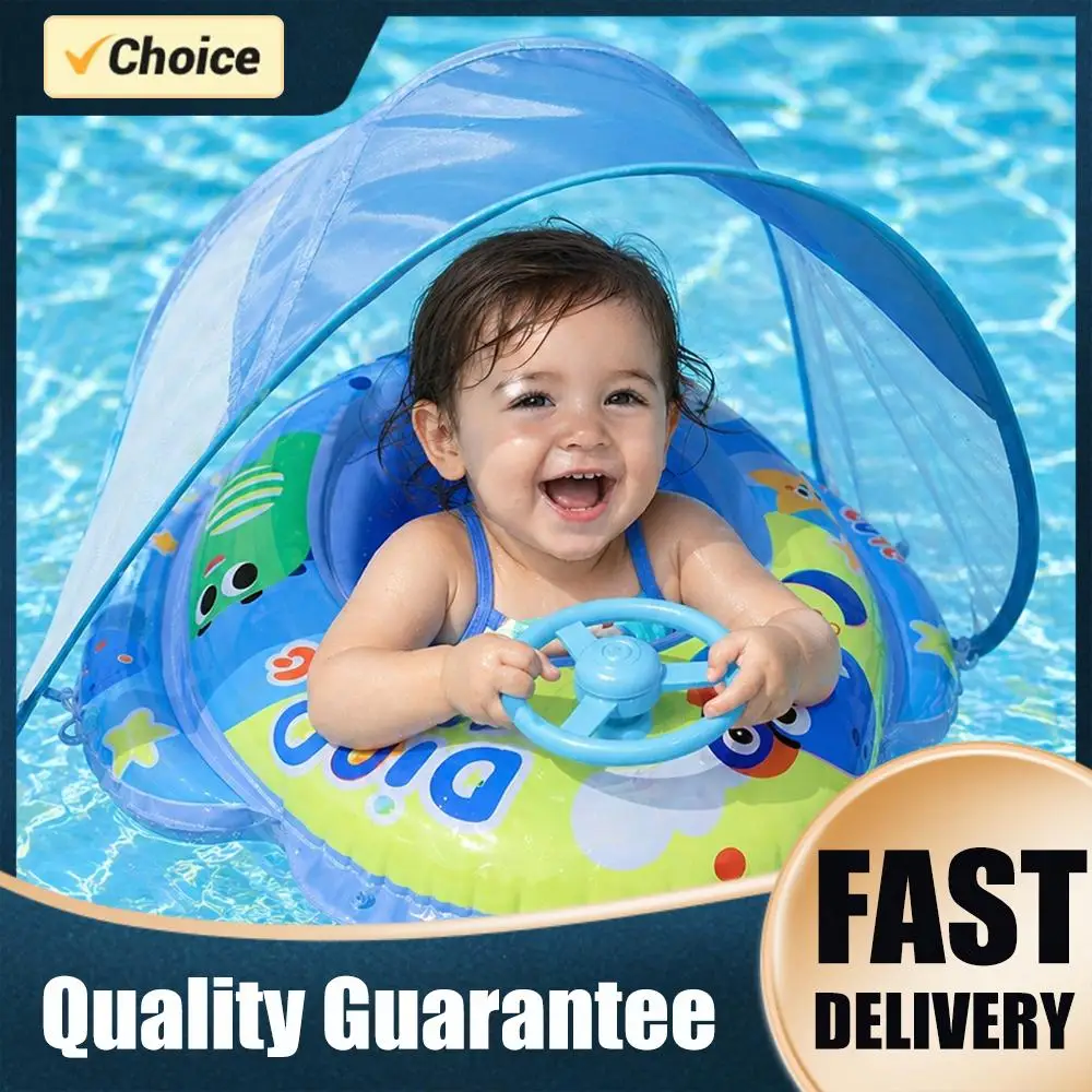 Sunshade Swim Tube Inflatable Swimming Seat Ring Baby Pool Float Swim Accessory Summer Water Sports Swimming Circle Swim Float