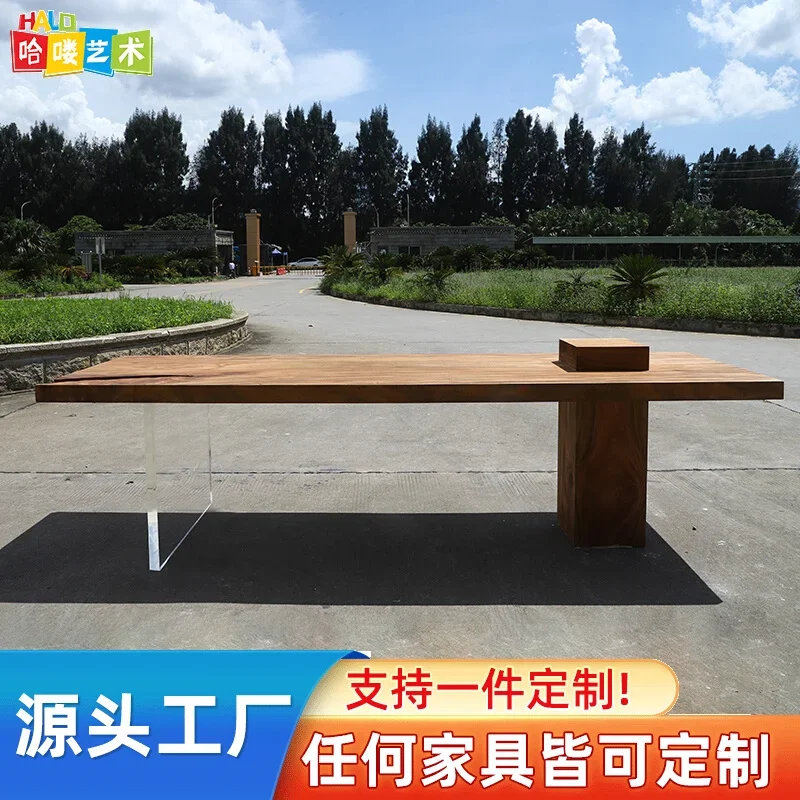 Dining room furniture Transparent feet Workbench Desk Hanging Home Dining table Simple modern rectangular solid wood desk