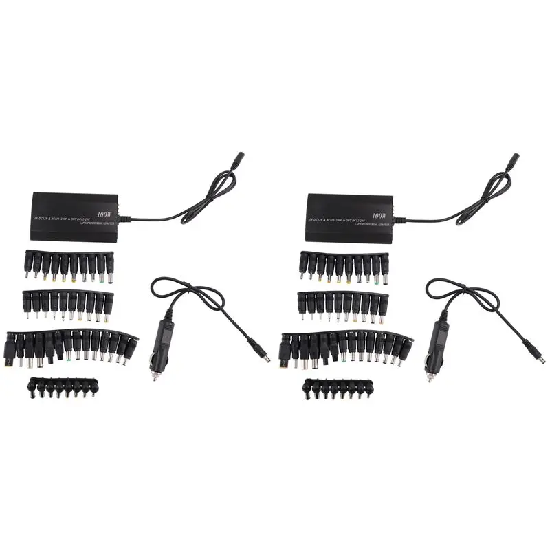 2X Universal 5V-24V AC Power Adapter Adjustable Home USB5V Power Supply 100W 5A Laptop With 34Pcs DC Connector