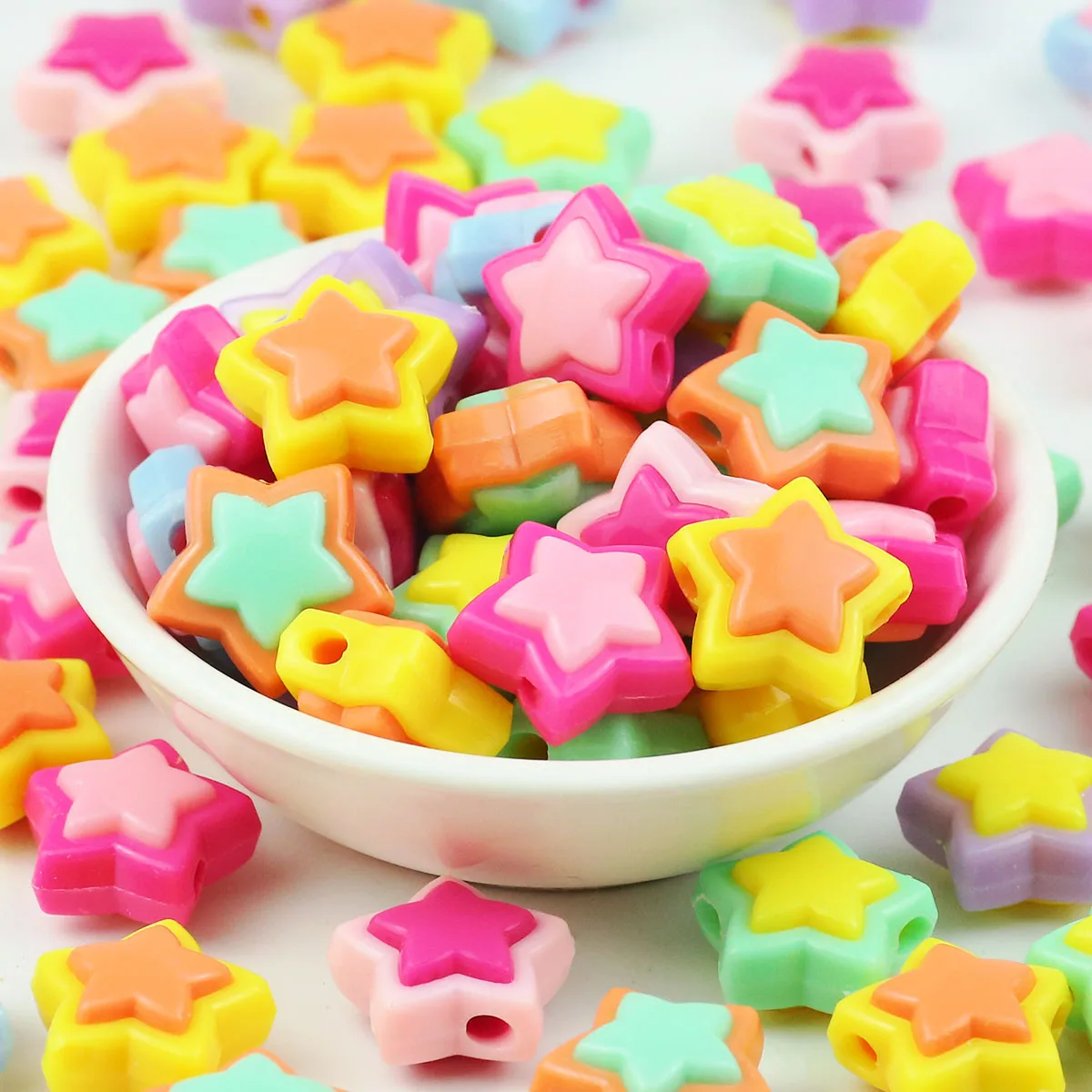 17×18mm 10pcs Acrylic Multicolor Mixed Pentagram Beads CCB Loose Spacer Beads For Jewelry DIY Bracelet Earrings Accessories