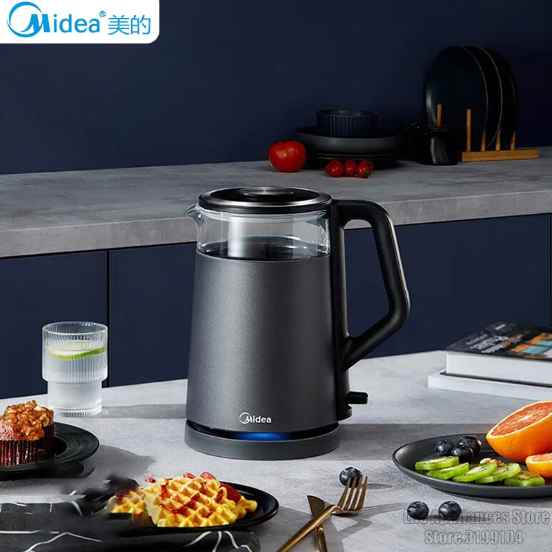 

Midea 220V Portable Electric Kettle 1.5L Capacity 1500W Fast Heating Tea Coffee Pot Desktop Samovar Auto Off Smart Appliances