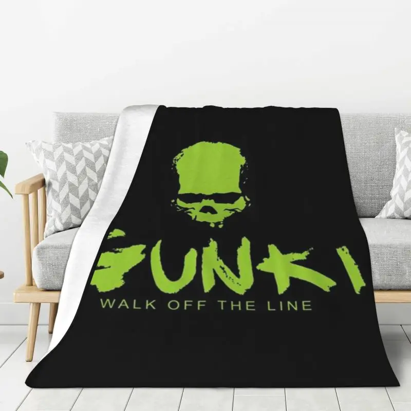 Custom Gunki Logo Blanket Soft Fleece Spring Autumn Warm Flannel Throw Blankets for Sofa Home Bed Bedspread