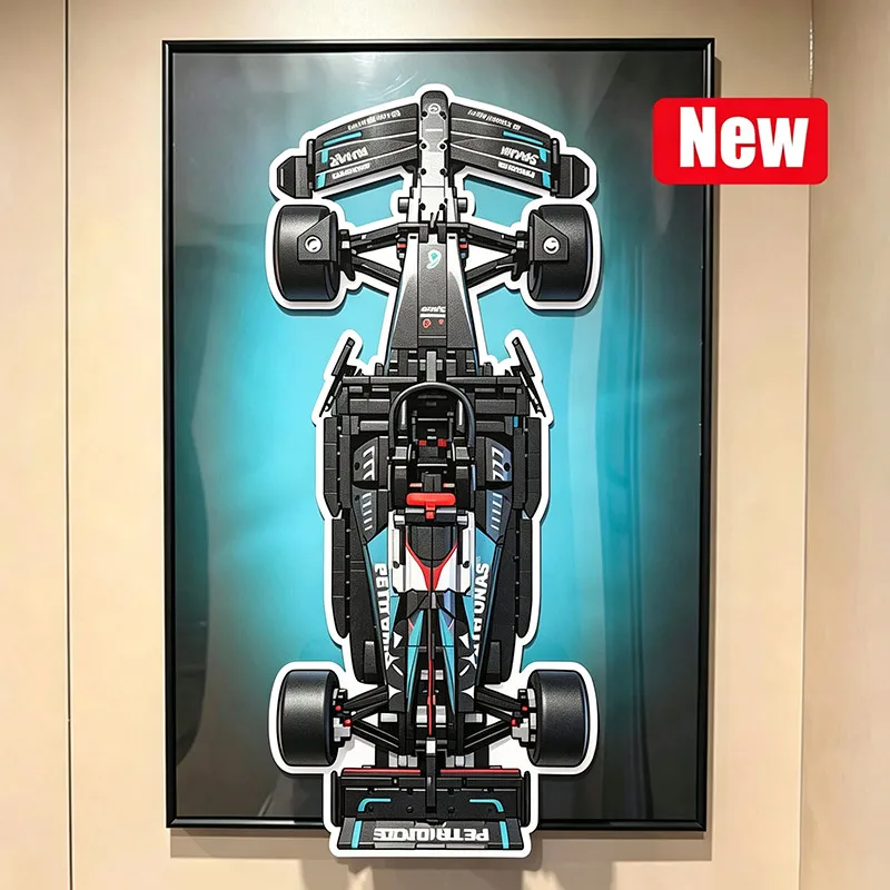 Wall‑Mount Display Frame Compatible with LEGO 42171 Mercedes‑AMG F1 Race‑Car Building‑Blocks, Adult‑Grade Collectible Accessory