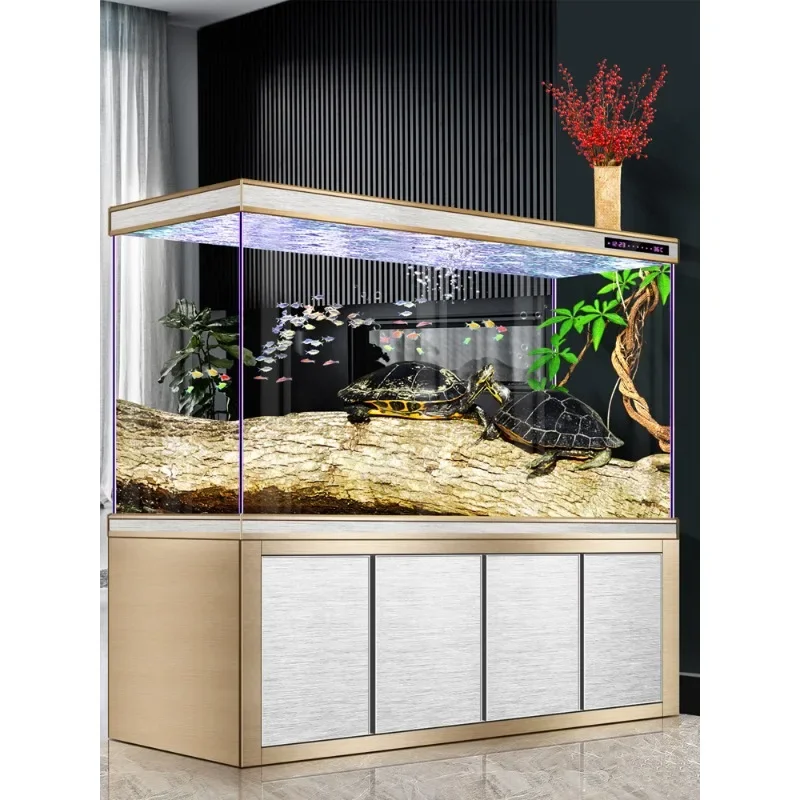 

Living room large aquarium bottom filter ultra-white glass household partition ecological goldfish tank automatic