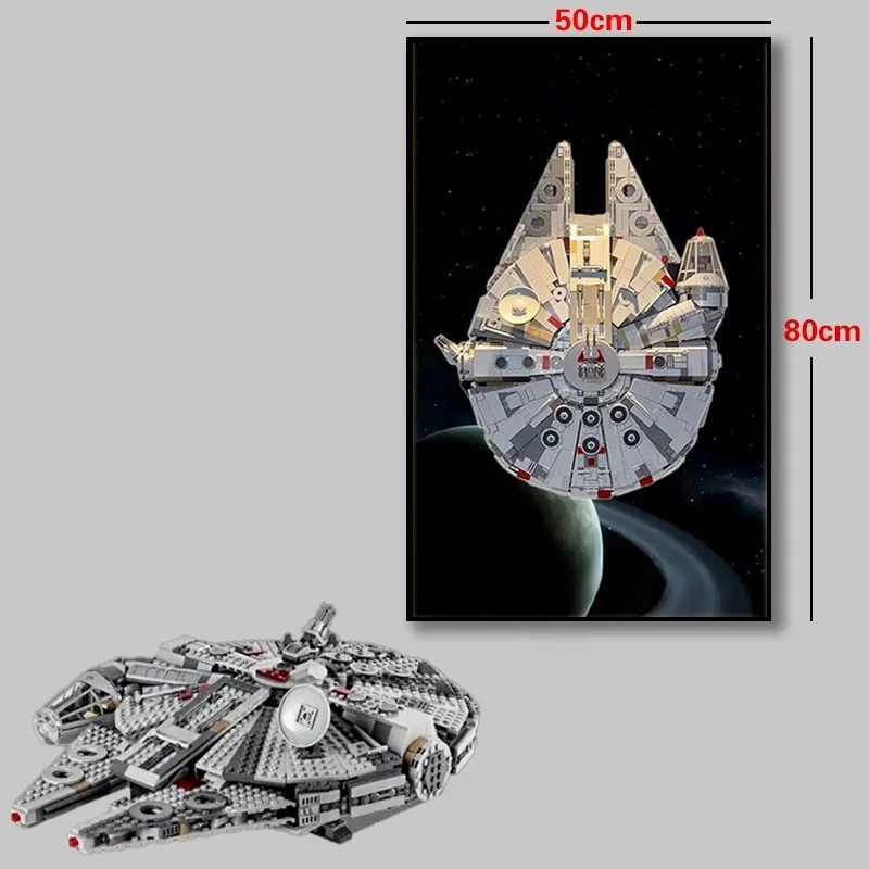 Soporte de pared de exhibición de metal de 31,5 pulgadas para LEGO Model 75257 75389, exhibición de montaje en pared para bloques de construcción Star Wars Millennium Falcon