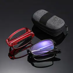 Folding Reading Glasses Women Men Lightweight Eyewear with Zipper Case Presbyopia Eyeglasses Portable TR90 Hyperopia Eyewear