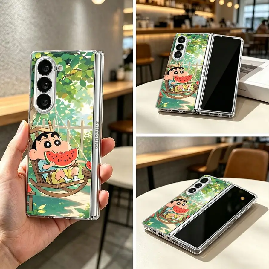 Watermelon Shin-Chans Back Phone Cover Case for Samsung Galaxy Z Fold 8 Ultra ZFold7 ZFold3 ZFold6 ZFold4 Z Fold 7 6 5 4 3