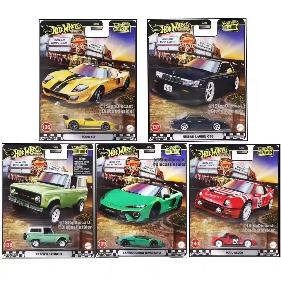 

Original Hot Wheels Premium Car Boulevard Toys Boys 1/64 Diecast Ford GT Nissan Laurel Bronco Lamborghini Model Birthday Gift