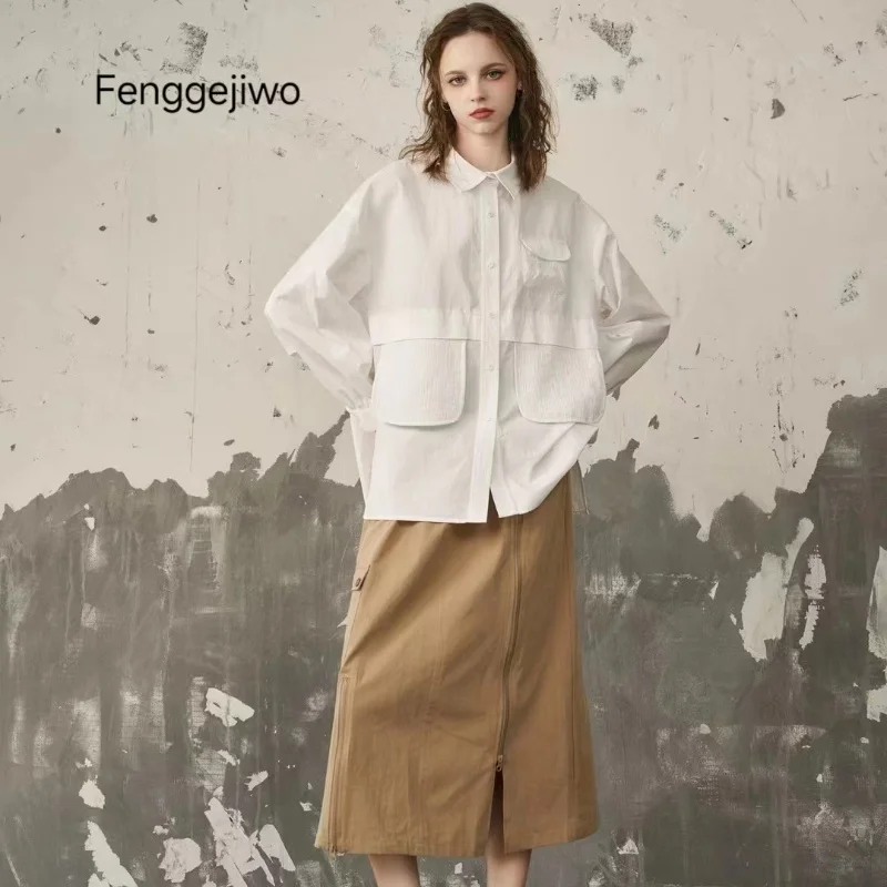 Fenggejiwo Women's Fashion Quiet Edition Shirt One Size Fit Slightly Loose