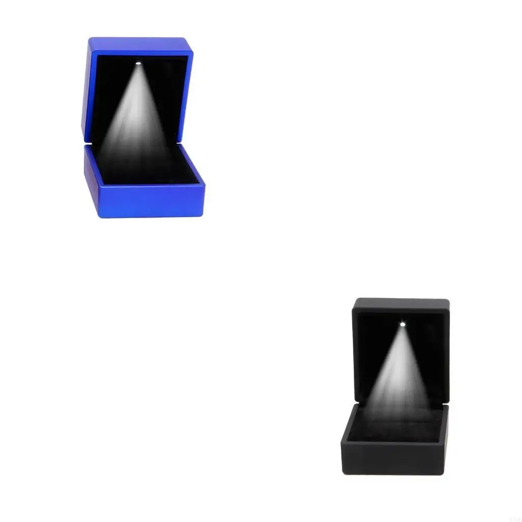 مضاءة مجوهرات القرط عرض هدية صندوق خاتم الخطوبة حامل أقراط مجوهرات