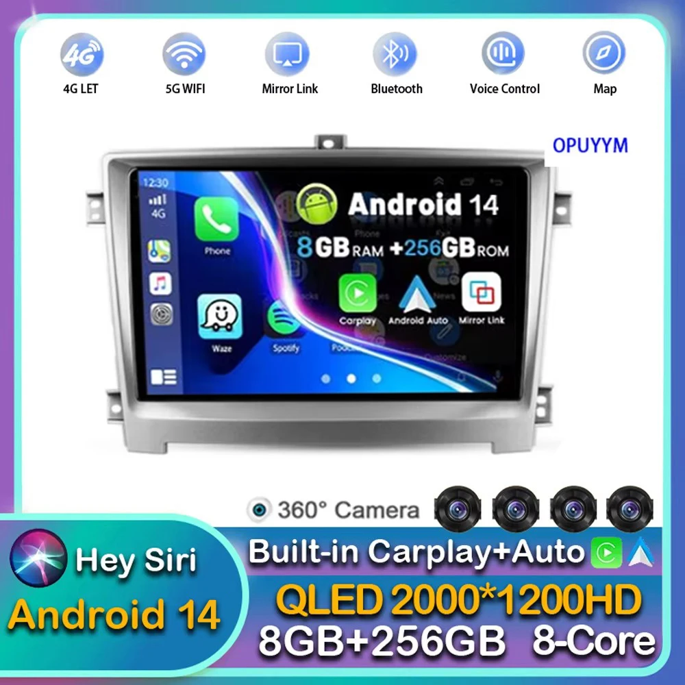 Android 14 Carplay Auto WIFI+4G Car Radio For Hawtai Santa Fe 7 2017+ Multimedia GPS Video Player Stereo 2din Head Unit Audio BT