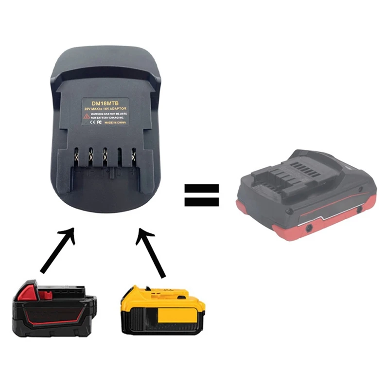 Adaptador de batería DM18MTB para baterías Dewalt/Milwaukee 18/20V, convertir a batería de litio Metabo de 18V