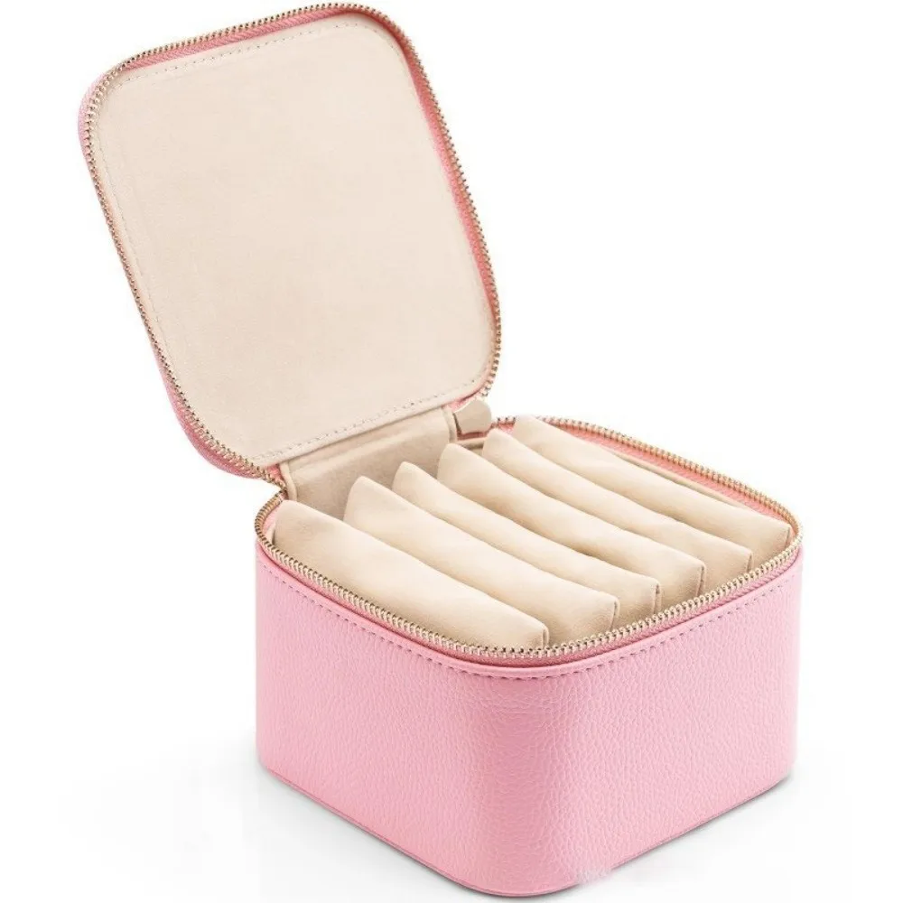 

Portable Travel Jewelry Box Large Capacity with 6/12pcs Small Pouches Earring Storage Case PU Leather Small Item Storage Box