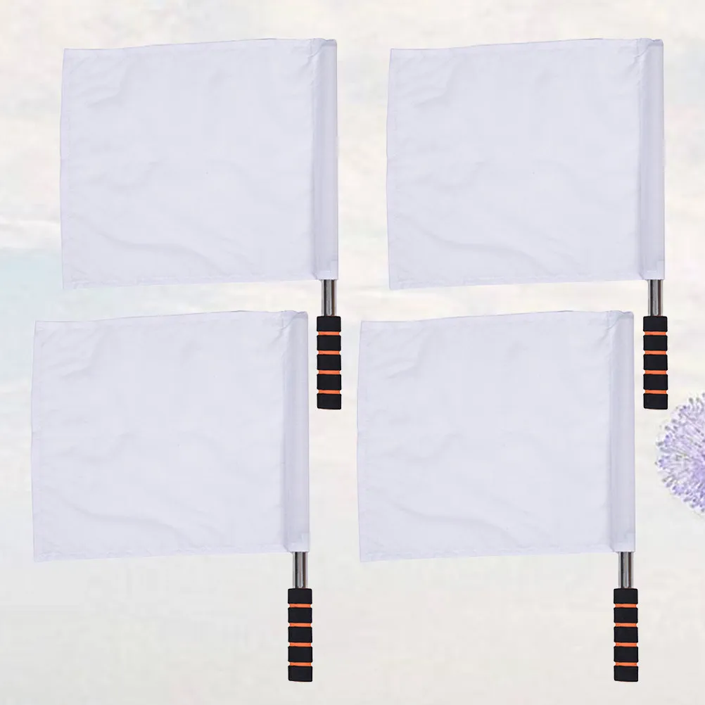 

4Pcs Hand Signal Flags Referee for Track Sports Solid Color Waterproof Cloth Stainless Steel Pole Sponge Handle Sports Field