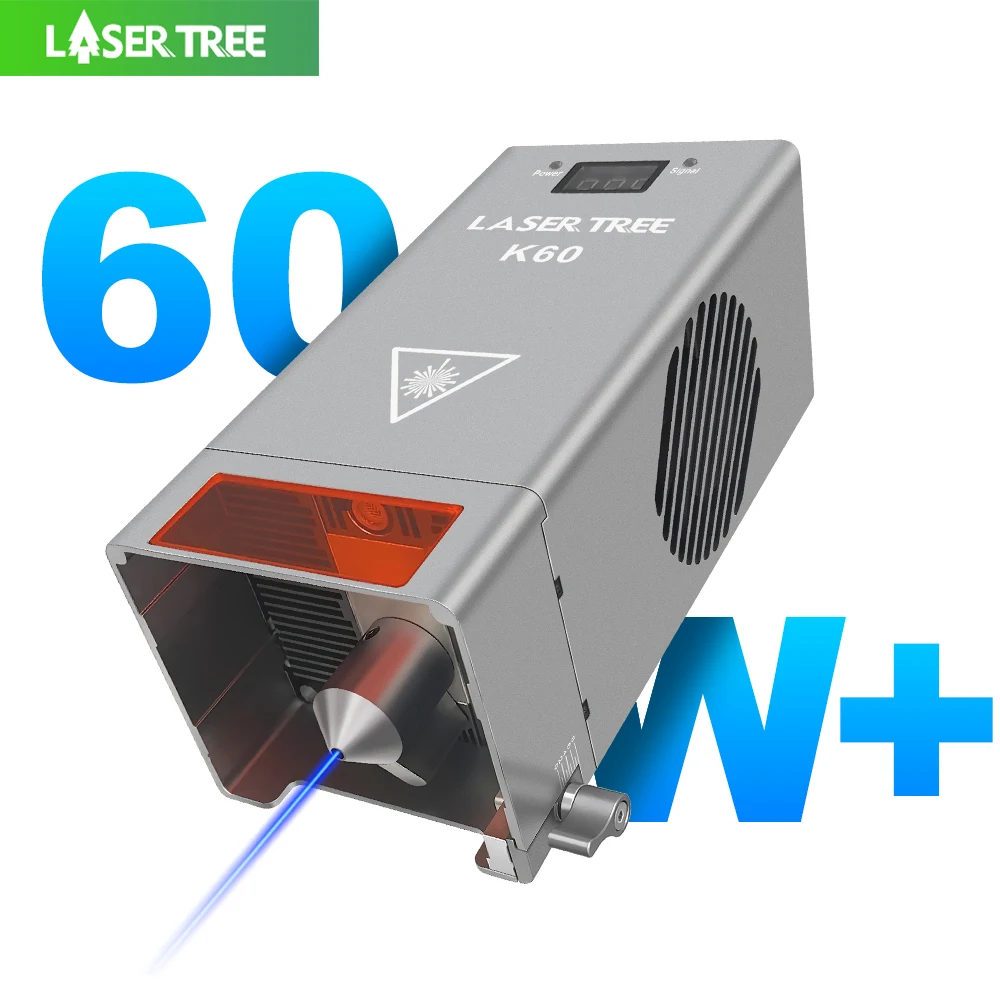 LASER TREE Laser Module 20W/30W/40W/60W Optical Power with Air Assist Laser Head TTL Blue Light for Engraver Cutting Wood Tools