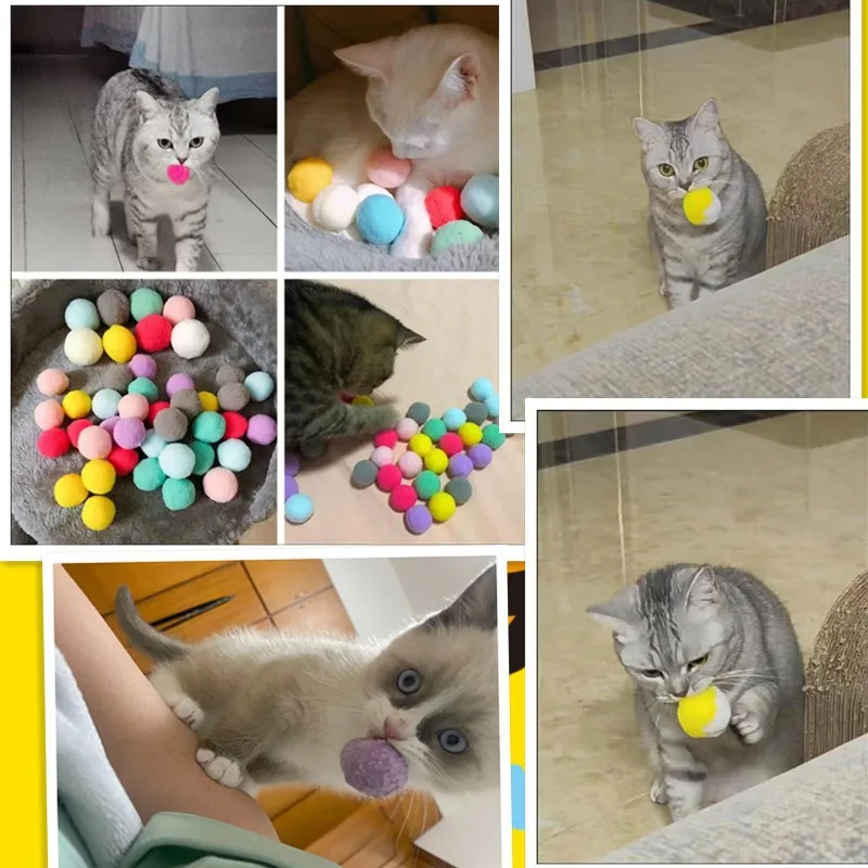 Cat Toys Colorful Silent Silent Balls High Elasticity Tease Cat Hair Balls Cat Chewing Self-Highlighting Balls