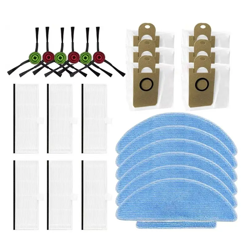 AEE6-For MEDION X20 SW+ / MD11415 Brosse latérale à rouleau, filtre HEPA, chiffon de nettoyage, sac à poussière, accessoire