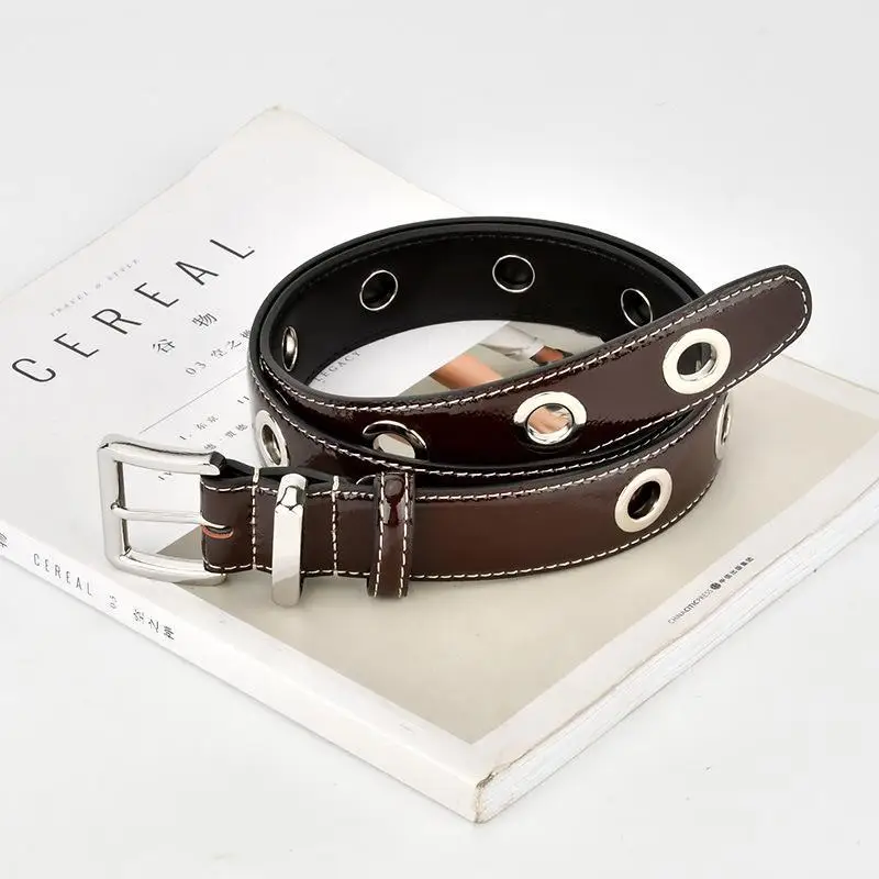 3.3cm Cowhide Women's Belt, Woman Retro Metal Buckle eye-catching Decoration Fashionable Casual Versatile Jeans Belts