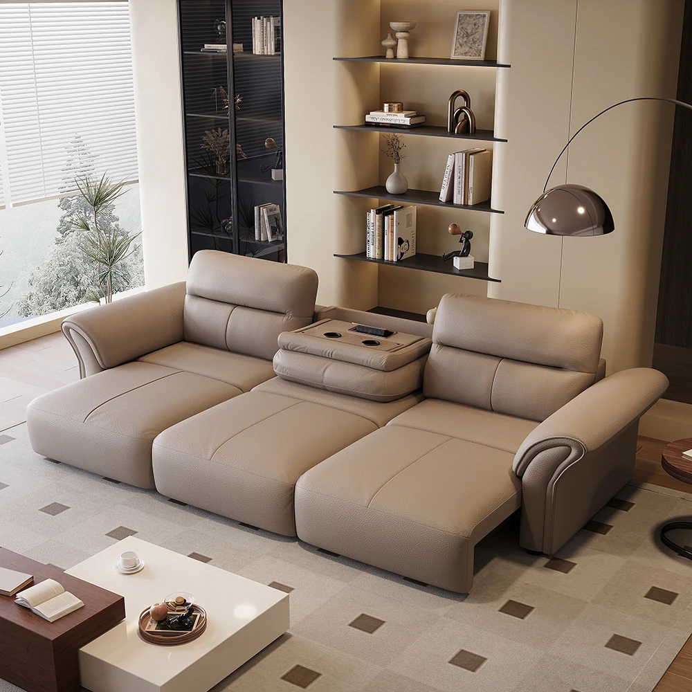 #Modern Electric Recliner Leather Couch Set Convertible & Extendable Sectional Sofa for Living Room Upholstery Sofas