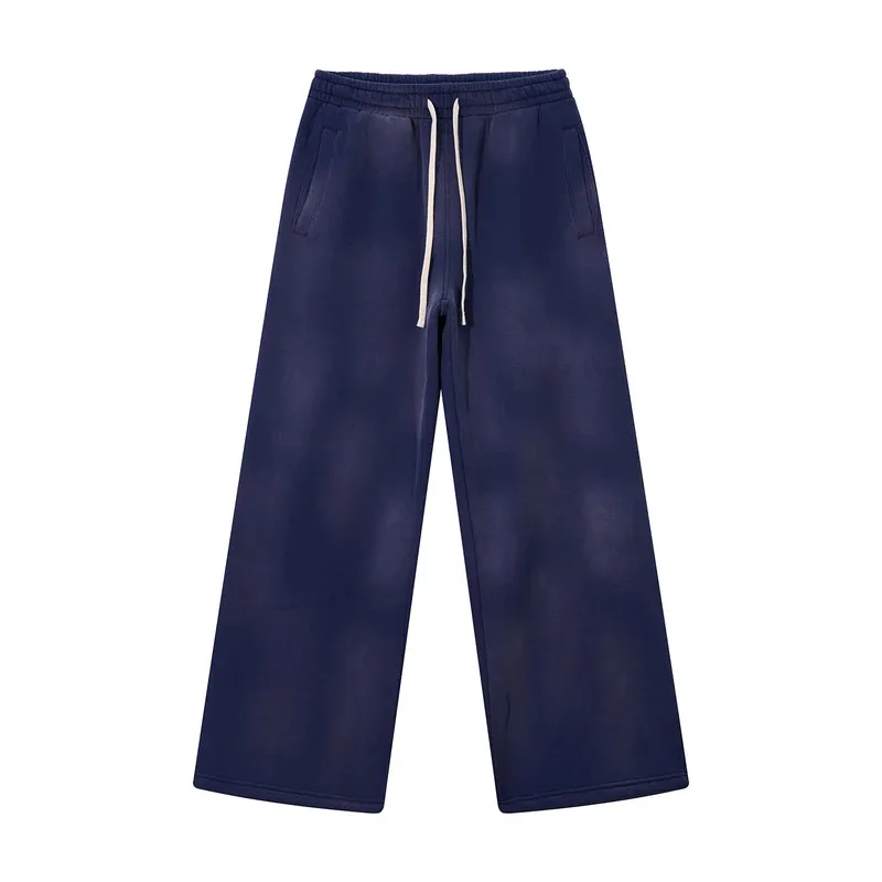 

Winter Men's Lounge Pants Plush Loose Spray Horse Cut Hole Wide Sweat Pants American Fashion Flare Joggers Men's and Women's