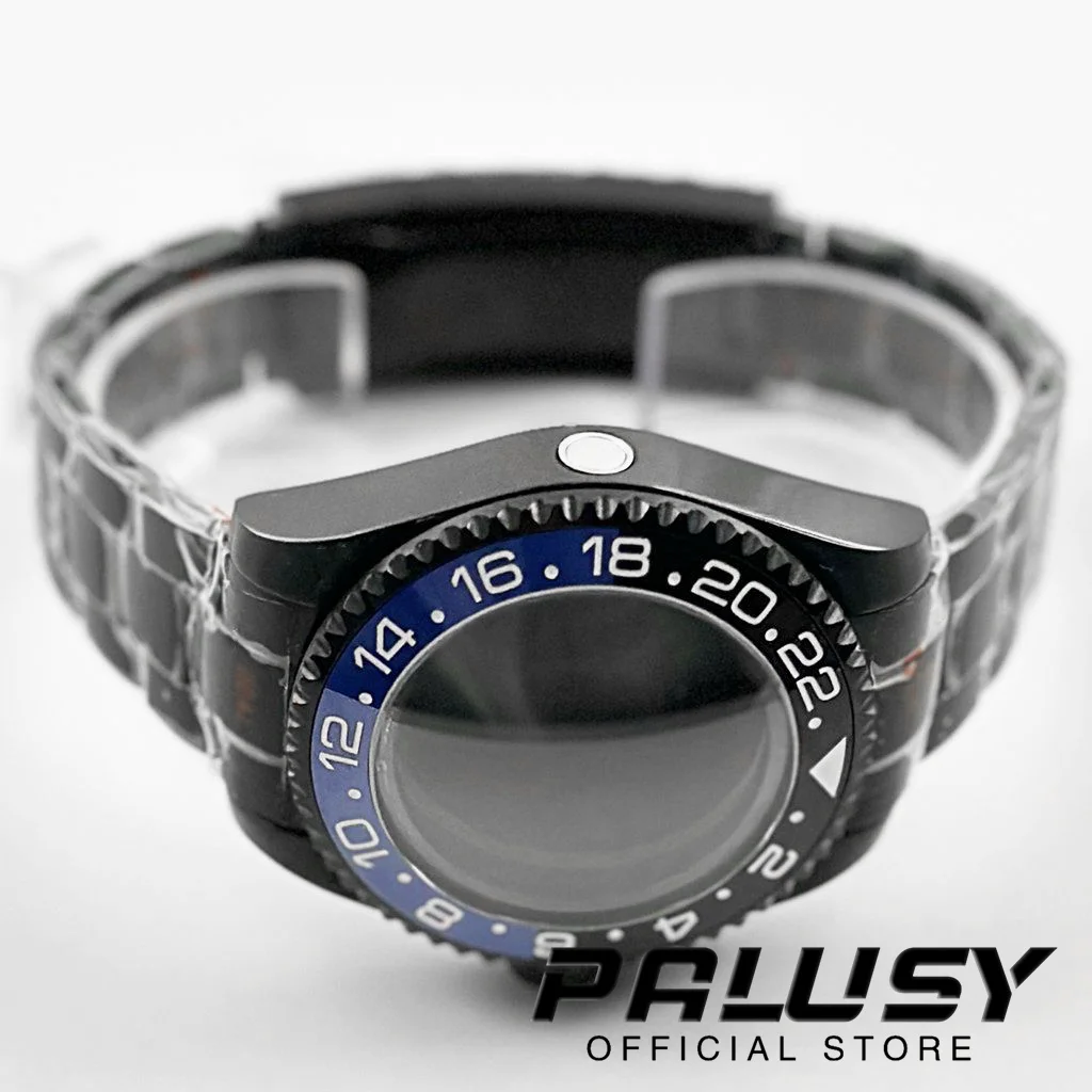 44MM Black Blue GMT Ceramic Bezel Sapphire Crystal DEEP SEA Homage Big Watch Case Compatible Fit NH35 NH36 NH34 NH38 Movement